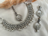 Pearl Silver Polki Necklace Set