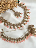 Pink Polki Bahubali Necklace Set