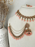 Pink Polki Bahubali Necklace Set