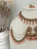 Pink Polki Bahubali Necklace Set