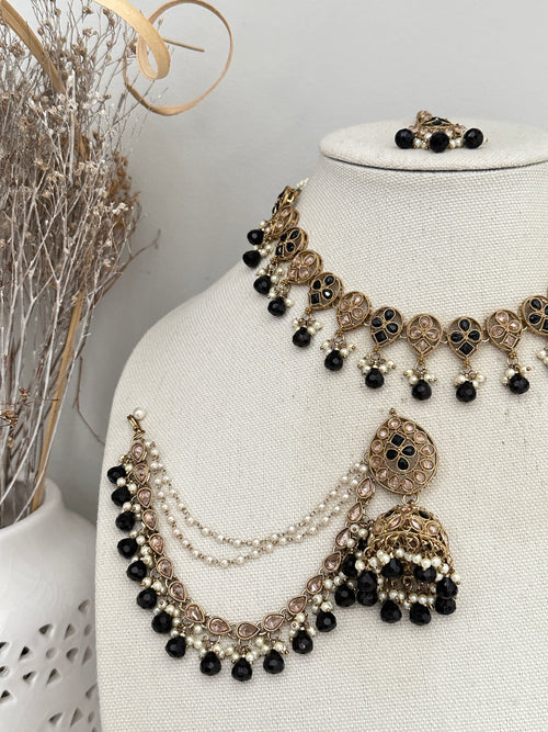 Black Polki Bahubali Necklace Set