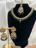 Green Sleek Kundan Necklace Set