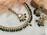 Green Sleek Kundan Necklace Set