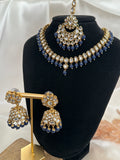 Navy Blue Kundan Necklace Set