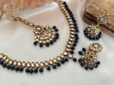 Navy Blue Kundan Necklace Set