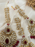 Maroon Kundan Earrings Tikka Set