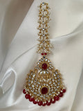 Maroon Kundan Earrings Tikka Set