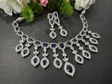 Navy Blue American Diamond Necklace Set