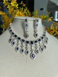 Navy Blue American Diamond Necklace Set