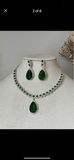 Green American Diamond Necklace Set