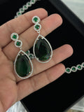 Green American Diamond Necklace Set