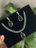 Green American Diamond Necklace Set