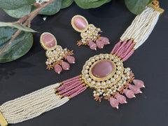 Pink Pachi Kundan Choker Set