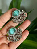 Sea Green Victorian Diamond Studs