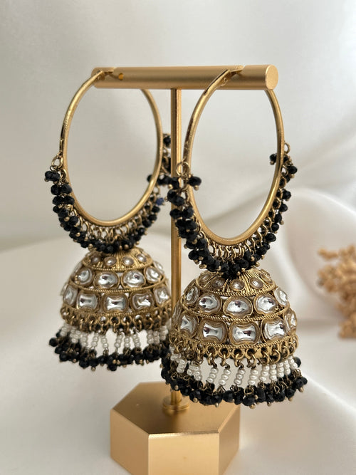 Black Kundan Bali Jhumka