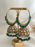 Aqua Green Kundan Bali Jhumka