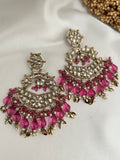 Wine Pink Kundan Earrings