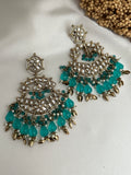 Teal Green Kundan Earrings