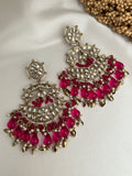 Hot Pink Kundan Earrings