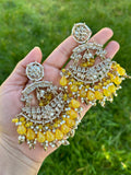 Yellow Kundan Earrings