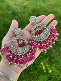 Hot Pink Kundan Earrings