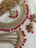 Bridal Hot Pink Kundan Necklace Set