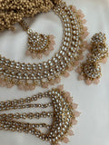 Bridal Peach Kundan Necklace Set