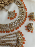 Bridal Orange Kundan Necklace Set