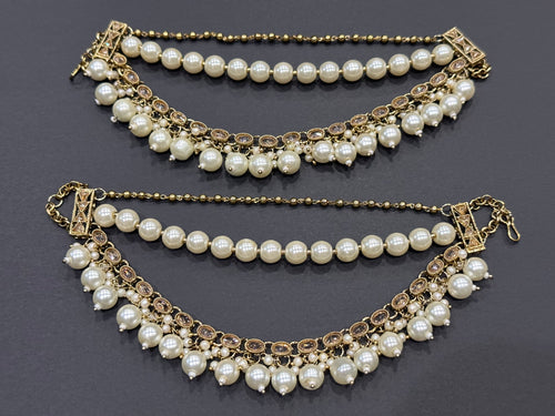 Pearl Polki Ear Chains