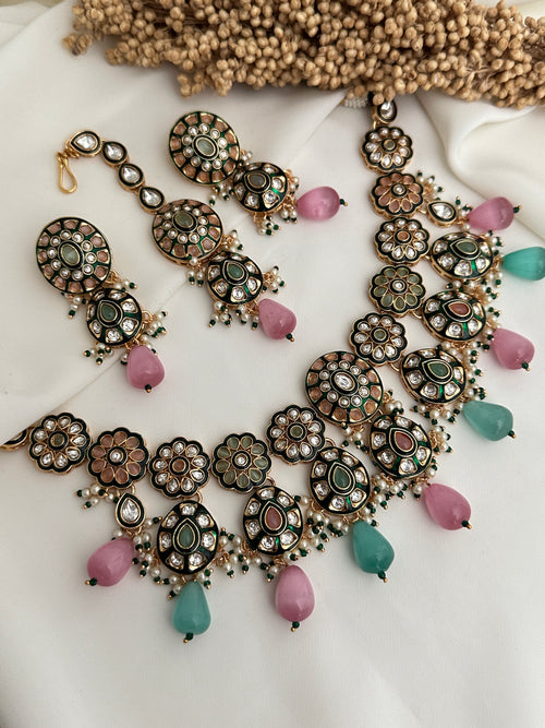 Bridal Green Kundan Necklace Set