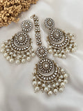 Pearl Kundan Earrings Tikka Set