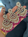 Purple Kundan Earrings Tikka Set