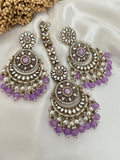 Lavender Kundan Earrings Tikka Set