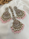 Baby Pink Kundan Earrings Tikka Set