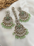 Sea Green Kundan Earrings Tikka Set