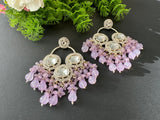 Lavender Uncut Kundan Earrings