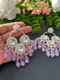 Lavender Uncut Kundan Earrings