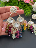 Multi-Colour Uncut Kundan Earrings