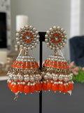 Orange Kundan Jhumka