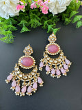 Baby Pink Monalisa Kundan Chandbali