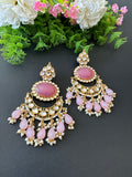 Baby Pink Monalisa Kundan Chandbali