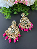 Hot Pink Kundan Chandbali