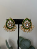 Mehndi Green Kundan Studs