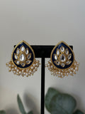 Navy Blue Kundan Studs