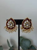 Maroon Kundan Studs