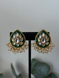 Green Kundan Studs