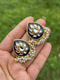 Navy Blue Kundan Studs