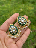 Green Kundan Studs