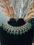 Green Polki Necklace Set