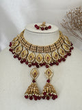 Bridal Pink & Blue Pachi Kundan Necklace Set